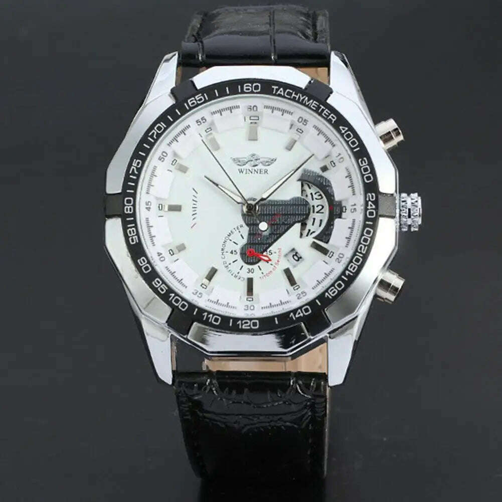 Hot Sale Winner Watches Men Sports Watches  Stainless Steel Band Auto Date Automatic Mechanical Wristwatches Small seconds Watch