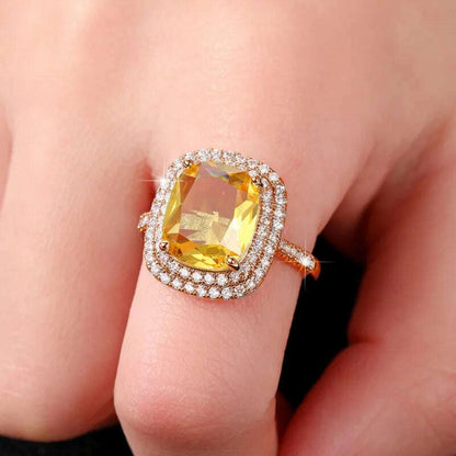 Huitan Gorgeous Cubic Zirconia Women Rings Pink/White/Yellow CZ Temperament Elegant Lady's Jewelry for Wedding Anniversary Party