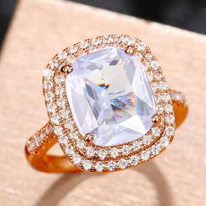 Huitan Gorgeous Cubic Zirconia Women Rings Pink/White/Yellow CZ Temperament Elegant Lady's Jewelry for Wedding Anniversary Party