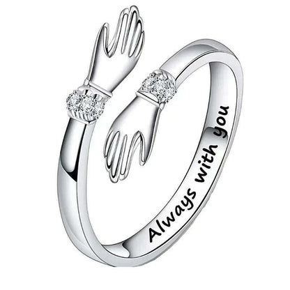 Huitan Love Hug Rings Adjustable Opening Rings for Women Silver Color/Gold Color Fashion Resizable Accessories Creative Jewelry
