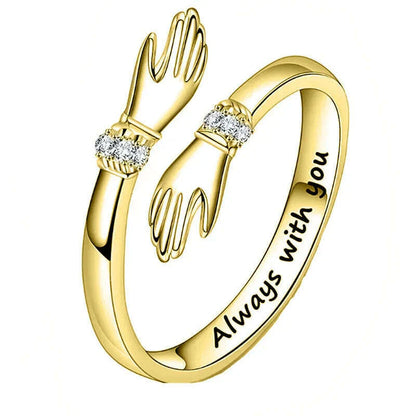 Huitan Love Hug Rings Adjustable Opening Rings for Women Silver Color/Gold Color Fashion Resizable Accessories Creative Jewelry