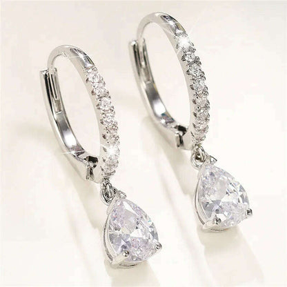 Huitan Simple Classic Square/Heart/Pear Cubic Zirconia Dangle Earrings for Women Timeless Style Wedding Trend Eternity Jewelry