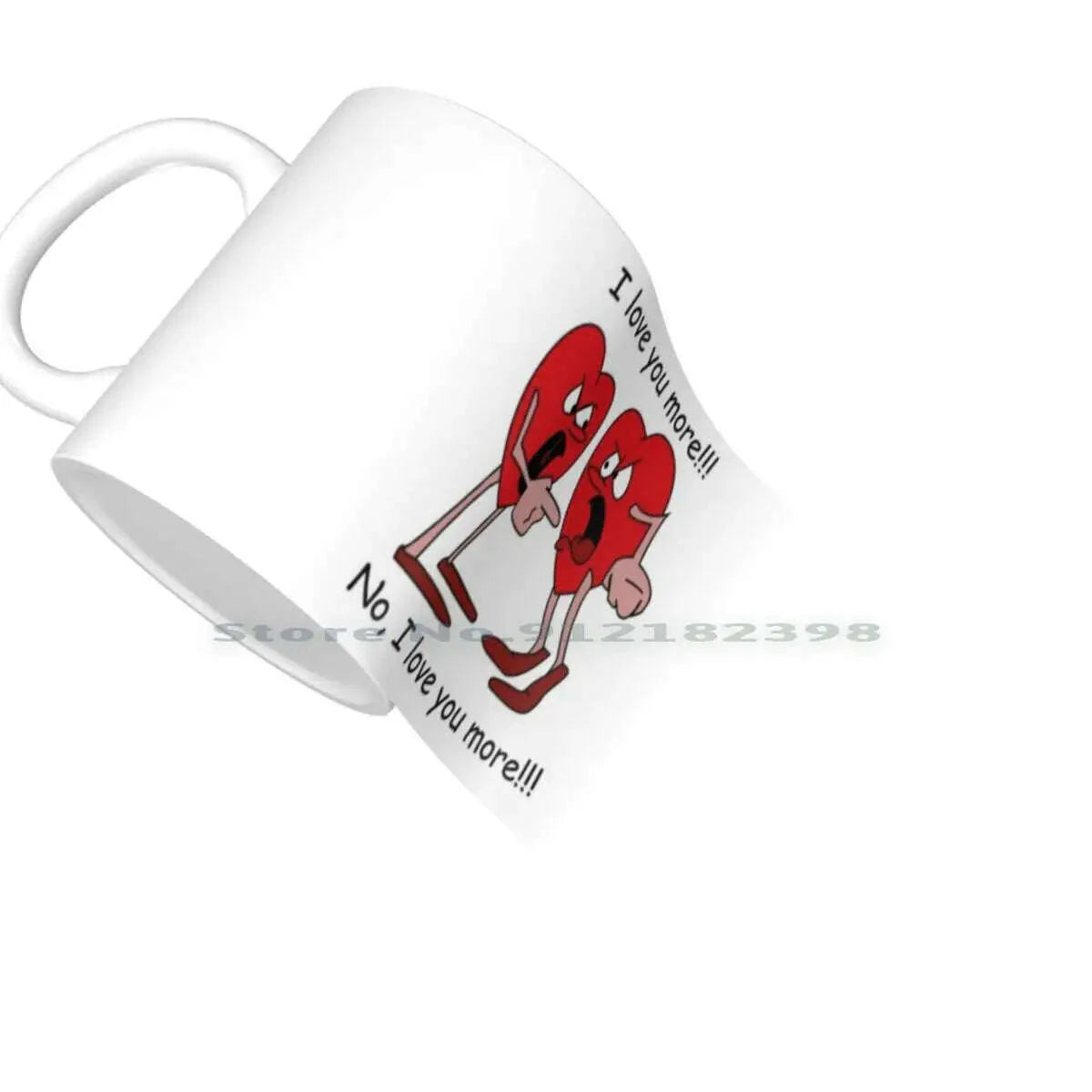 I Love You More! Ceramic Mugs Coffee Cups Milk Tea Mug Hearts Love Valentines Day Romantic Creative Trending Vintage Gift
