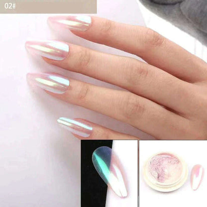 Ice Muscle Aurora Neon Glitter Mirror Nail Powder Pigment Pearl Nail Art Glitter Dust Chrome Aurora Blue Manicure Holographic