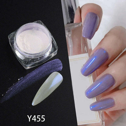 Ice Muscle Aurora Neon Glitter Mirror Nail Powder Pigment Pearl Nail Art Glitter Dust Chrome Aurora Blue Manicure Holographic