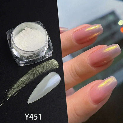 Ice Muscle Aurora Neon Glitter Mirror Nail Powder Pigment Pearl Nail Art Glitter Dust Chrome Aurora Blue Manicure Holographic