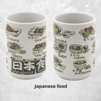 Japanese Impression Ceramic Mugs 300ml Tea Wine Sushi Sake Cup Funny Family Restaurant Decoration Travel Gift for Friends