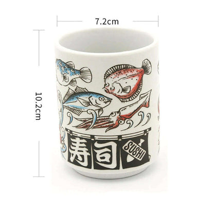 Japanese Impression Ceramic Mugs 300ml Tea Wine Sushi Sake Cup Funny Family Restaurant Decoration Travel Gift for Friends