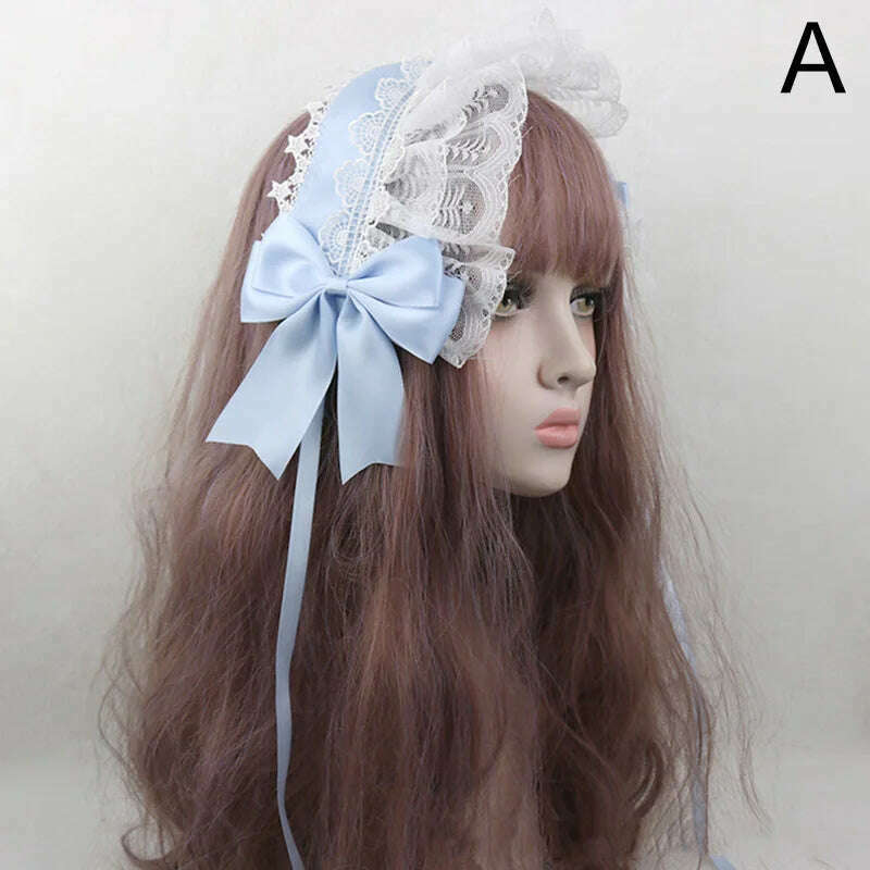 Japanese Lace Bow Ribbon Lolita Headdress Sweet Headband Cute Hair Clips Soft Headpiece Girl Anime Cosplay Hair Accessories