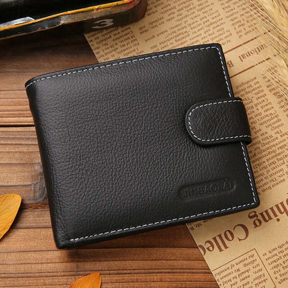 JINBAOLAI Leather Men Wallets Cow Leather Solid Sample Style Zipper Purse Man Card Horders Famous Brand High Quality Male Wallet