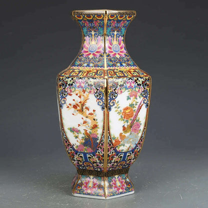 Jingdezhen Porcelain Vase Porch Ornaments Antique Official Enamel Porcelain Antique Collection Square Vase
