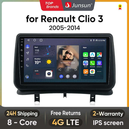 Junsun V1 AI Voice Wireless CarPlay Android Auto Radio for Renault Clio 3 2005-2014 4G Car Multimedia GPS 2din autoradio