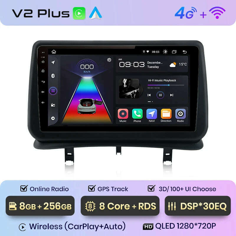 Junsun V1 AI Voice Wireless CarPlay Android Auto Radio for Renault Clio 3 2005-2014 4G Car Multimedia GPS 2din autoradio