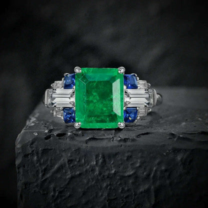 Karachis 925 Sterling Silver 4CT Sapphire Emerald Paraiba Tourmaline Citrine Ruby Gemstone Wedding Party Ring Women Jewelry