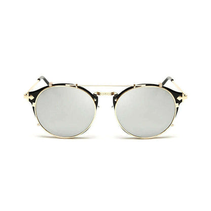 Kdeam Happy Clip On Sunglasses Men Removable Round Glasses Steampunk Women Carve Design Sunglass With Brand Box