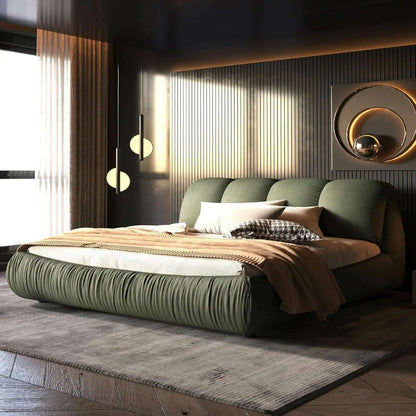 King Beds Frame with Headboard, Upholstered Platform Bed Frames King Size, Wooden Daybed Low Bed Frame Cloud-Like Bed Frames