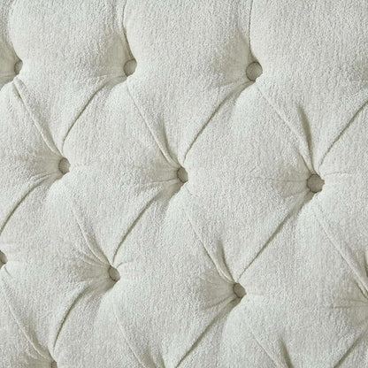 King Size Platform Bed Frame, Chenille Upholstered Sleigh Bed with Scroll Wingback Headboard & Footboard/Button Tufted