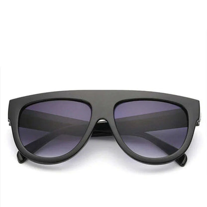 Lady Flat top Oversized Sunglasses Women Retro Female Big Frames UV400 Cat Eye Sunglass Electroplated Rivet Sun Glasses Shades