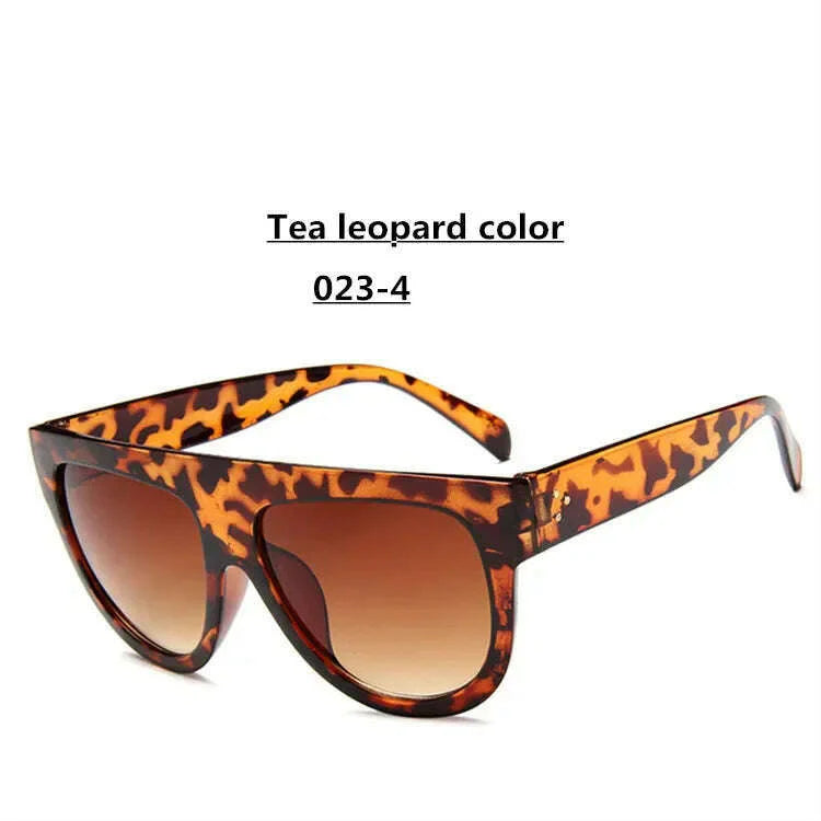 Lady Flat top Oversized Sunglasses Women Retro Female Big Frames UV400 Cat Eye Sunglass Electroplated Rivet Sun Glasses Shades