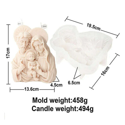 Large Size Virgin Mary Bust Sculpture Candle Silicone Mold DIY Abstract Madonna Statue Gypsum Candle Resin Mould Religious Decor