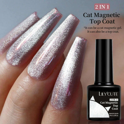 LILYCUTE 7ML Sparkling Glitter Rainbow Cat Magnetic Gel Nail Polish 9D Colorful  Semi Permanent Soak Off Nail Art UV Gel Varnish