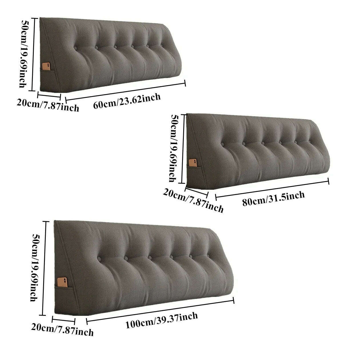 Long Pillow Headboard Cushion Triangle Large Back Bed Soft Bag Pillow Can Be Disassembled Washed Bedroom Sofa Cojín Triangular