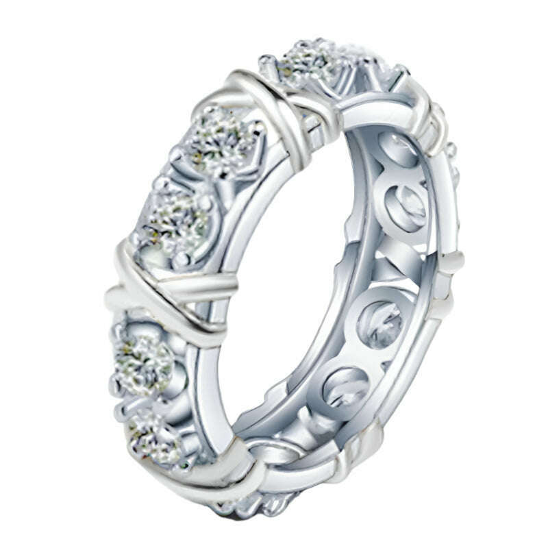 Luxury 925 Sterling Silver Ring Interlaced With Aaa Zircon Crystal Ring For A Woman'S Engagement Jewelry Gift  2 Color Choices