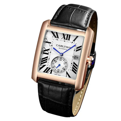 Luxury Automatic Watch Men Mechanical Wristwatches Top Brand Dress Watches Square Stainless Steel Waterproof Clock CARLTINY 2023