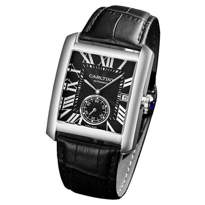 Luxury Automatic Watch Men Mechanical Wristwatches Top Brand Dress Watches Square Stainless Steel Waterproof Clock CARLTINY 2023