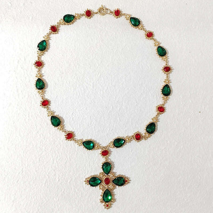 Luxury Crystal Statement Choker  Cross  Necklaces for Women Accossery Party Jewelry
