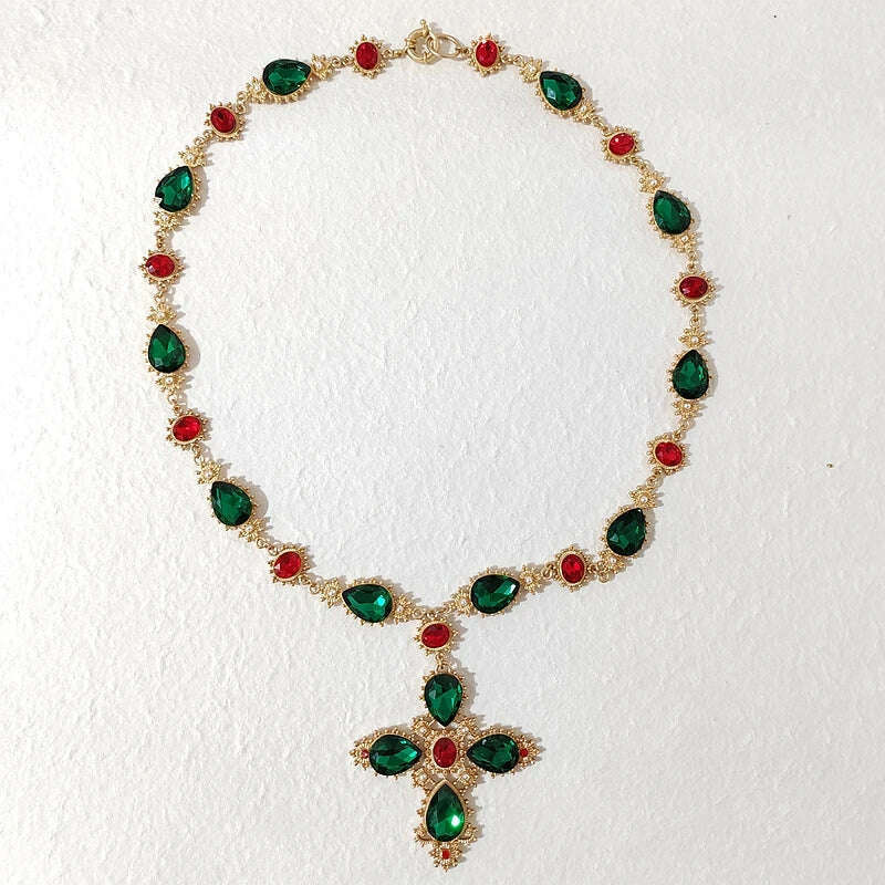 Luxury Crystal Statement Choker  Cross  Necklaces for Women Accossery Party Jewelry