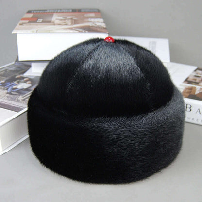 Luxury Winter Unisex Top Real Mink Fur Bomber Hat Unisex Genuine Marten Head Warm Black/Brown Caps Best Gift For Parents Gorras