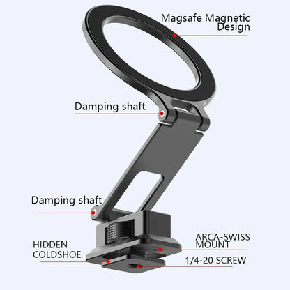 Magnetic Magsafe Phone Holder Mount Folding Cold Shoe Metal Phone Holder Horizontal Vertical Shooting for Camera Monitor Tripod
