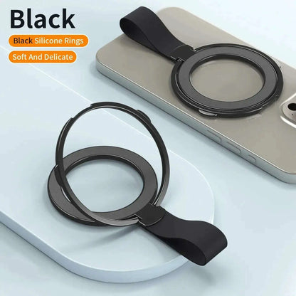 MagSafe Magnetic Ring Phone Holder with Silicone Cord Rotating Kickstand for Iphone15 14 13 12 Series Desktop AlloyBuckle Stand
