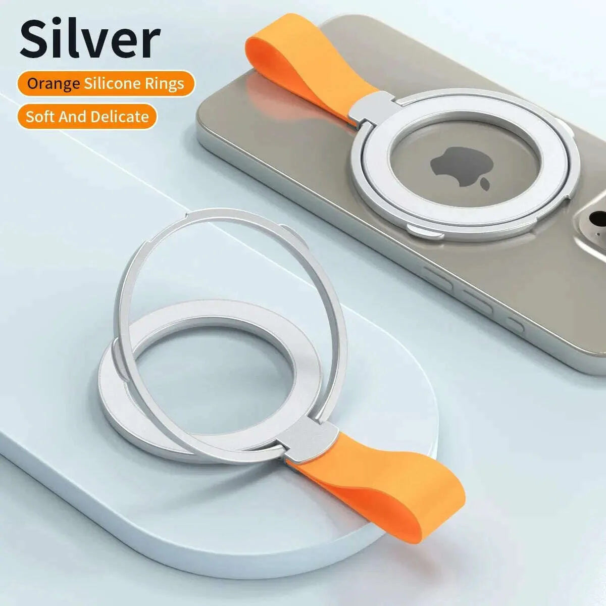 MagSafe Magnetic Ring Phone Holder with Silicone Cord Rotating Kickstand for Iphone15 14 13 12 Series Desktop AlloyBuckle Stand