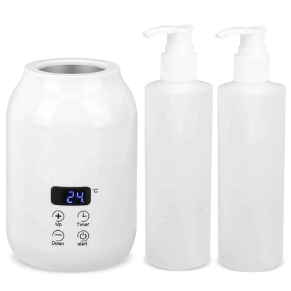 Massage Oil Warmer Electric Massage Oil Heater LED Digital Display Lotion Cream Heater Bottle Dispenser for Home Spa Massage
