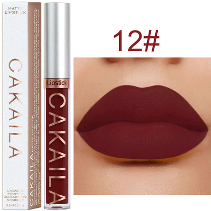 Matte Nude Brown Liquid Lipstick 18 Colors Waterproof Lasting Non-stick Cup Velvet Nude Red Lip Gloss Lint Tube Makeup Cosmetics