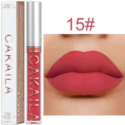 Matte Nude Brown Liquid Lipstick 18 Colors Waterproof Lasting Non-stick Cup Velvet Nude Red Lip Gloss Lint Tube Makeup Cosmetics