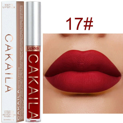 Matte Nude Brown Liquid Lipstick 18 Colors Waterproof Lasting Non-stick Cup Velvet Nude Red Lip Gloss Lint Tube Makeup Cosmetics