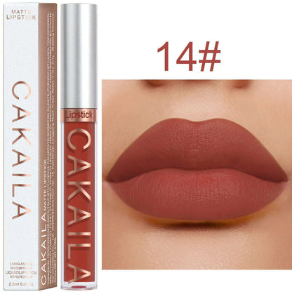 Matte Nude Brown Liquid Lipstick 18 Colors Waterproof Lasting Non-stick Cup Velvet Nude Red Lip Gloss Lint Tube Makeup Cosmetics