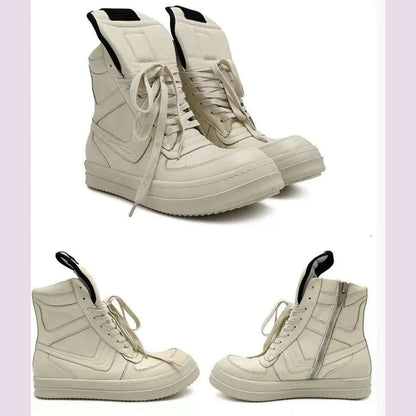 Men Shoes Genuine Leather High Top Boots For Women Vintage Original Luxury Trainers High Street Zip Sneakers