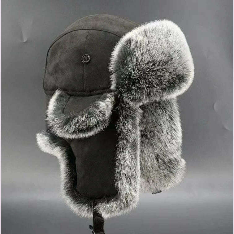 Men's Winter Trapper Aviator Trooper Earflap Warm Russian Waterproof Ski Hat Bomber Cap Russian Warm Ear Protectors Hats