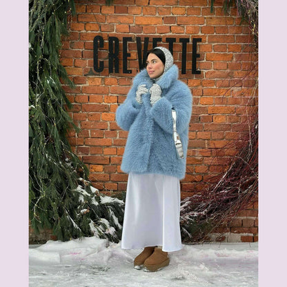 Mid-Length Women's Fur Coat Suit Collar Loose Imitation Fox Fur Plush Coats Warm Soft Thickened Winter Socialite Fur Overcoat