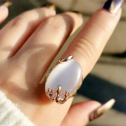 Milangirl Large Oval Fire Opal Rings for Women Fashion Jewelry White Moonstone Bright Color S for Women Wedding Engagement