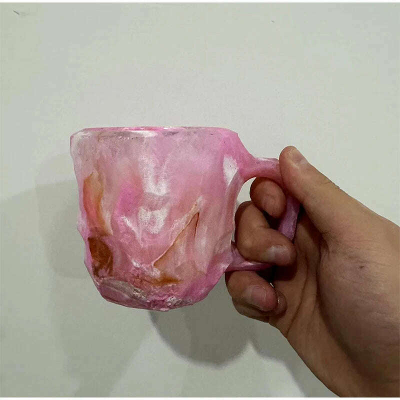 Mineral Crystal Coffee Mugs Resin Distinctive Multi Color Relief Printing High-capacity Water Cup Colourful Christmas Gift Mugs