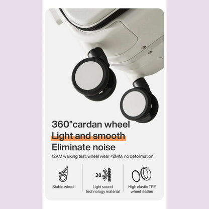 Mixi New Aluminum Frame Suitcase Carry On Rolling Luggage with USB Port Boarding Cabin Cup and Phone Holder 20 24 Inch