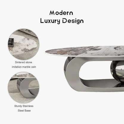 Modern Coffee Table with Marble Top, Exquisitely Crafted in White and Light Brown, Featuring A Modern Style Circular Design