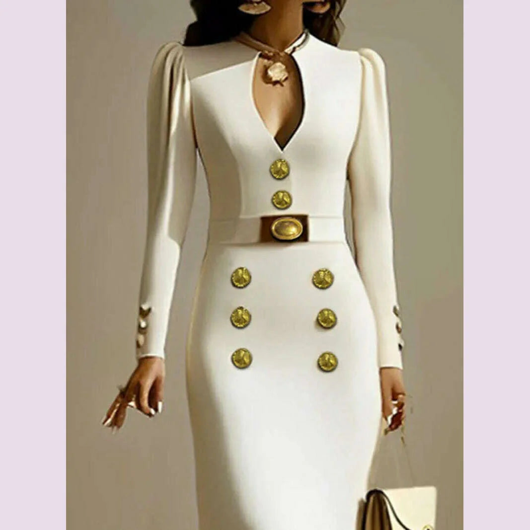 Modigirl Wedding Evening Banquet Dresses for Women Clothing Formal Original Creation Buttoned Long Sleeve Dress for Ladies