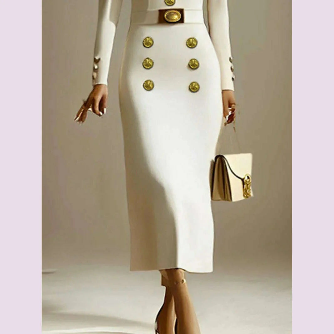 Modigirl Wedding Evening Banquet Dresses for Women Clothing Formal Original Creation Buttoned Long Sleeve Dress for Ladies