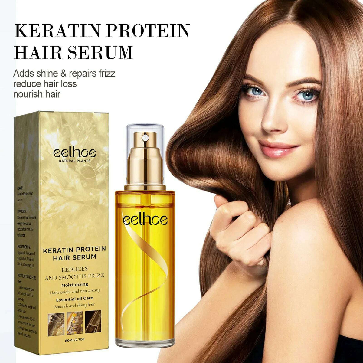 Natural Hair Growth Keratin Hair Care Essence Spray Repair Improve Dry Curly Hair Smooth Hair Growing Serum Oil